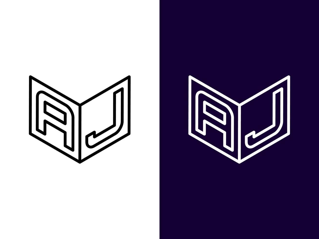 letra inicial aj design de logotipo 3d minimalista e moderno vetor