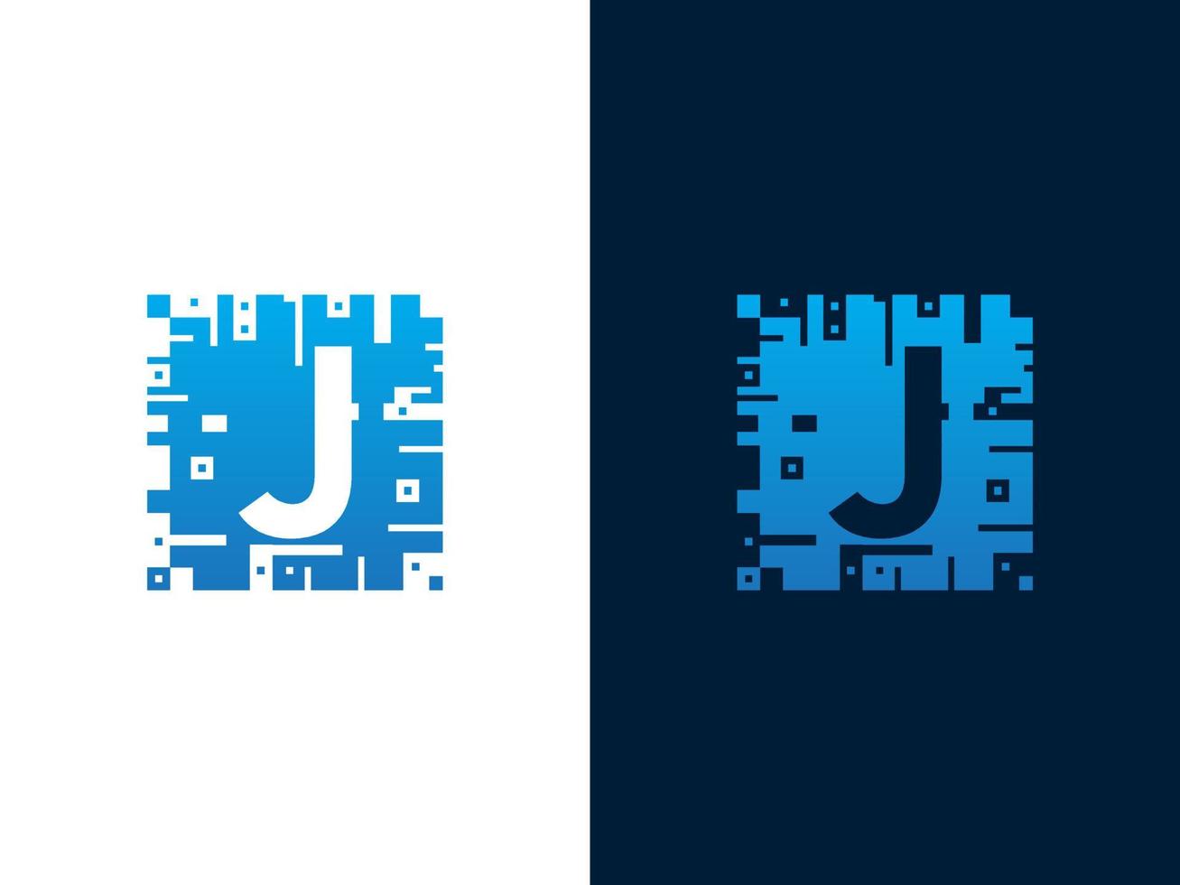 letra inicial j e design de logotipo de vetor de cartão com chip