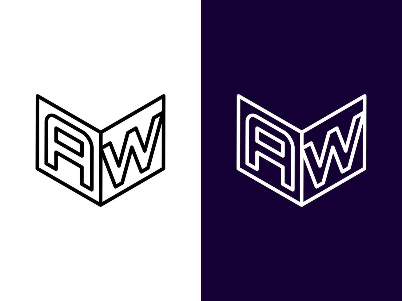 letra inicial aw design de logotipo 3d minimalista e moderno vetor