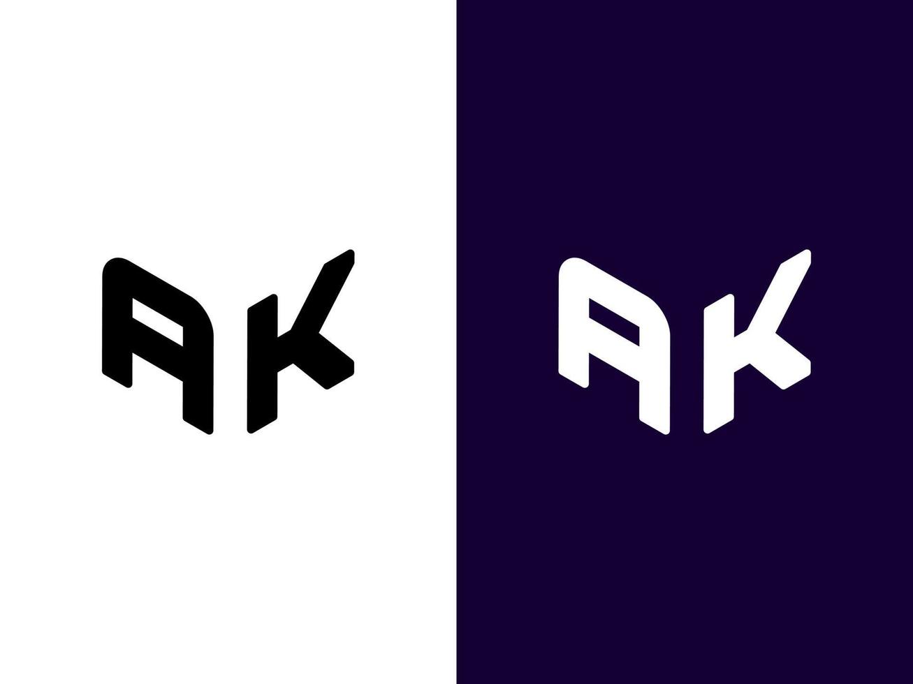 letra inicial ak design de logotipo 3d minimalista e moderno vetor