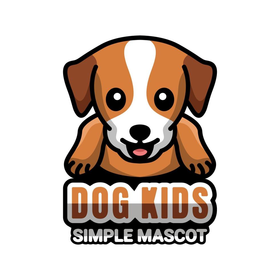 design de logotipo de vetor de mascote simples de crianças de cachorro