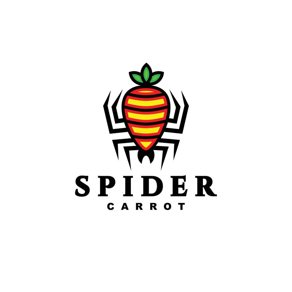 combinação de aranha com cenoura em fundo branco, design de logotipo de vetor de modelo como você editável