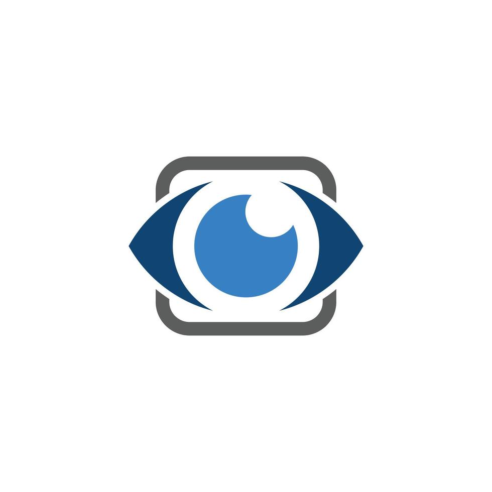combinação de câmera com globo ocular em fundo branco, design de logotipo de vetor minimalista plano