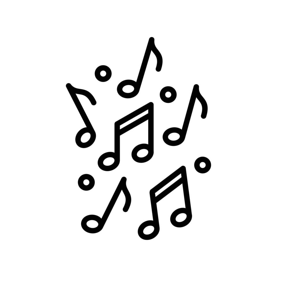 notas musicais de design de logotipo, música, melodia ou ícone de vetor plano de sintonia com estilo de arte de linha em fundo branco