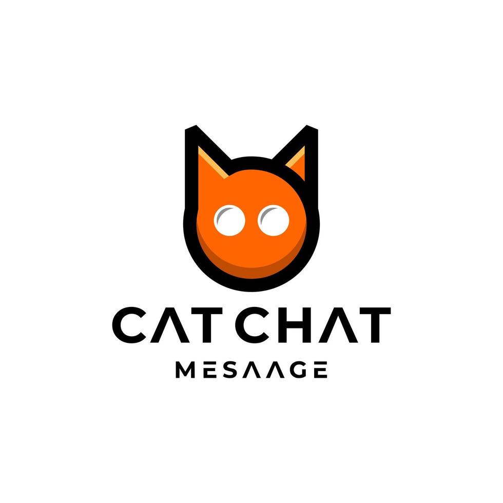 combinação de animais de gato com ícone de bate-papo em fundo branco, design de logotipo vetorial editável vetor