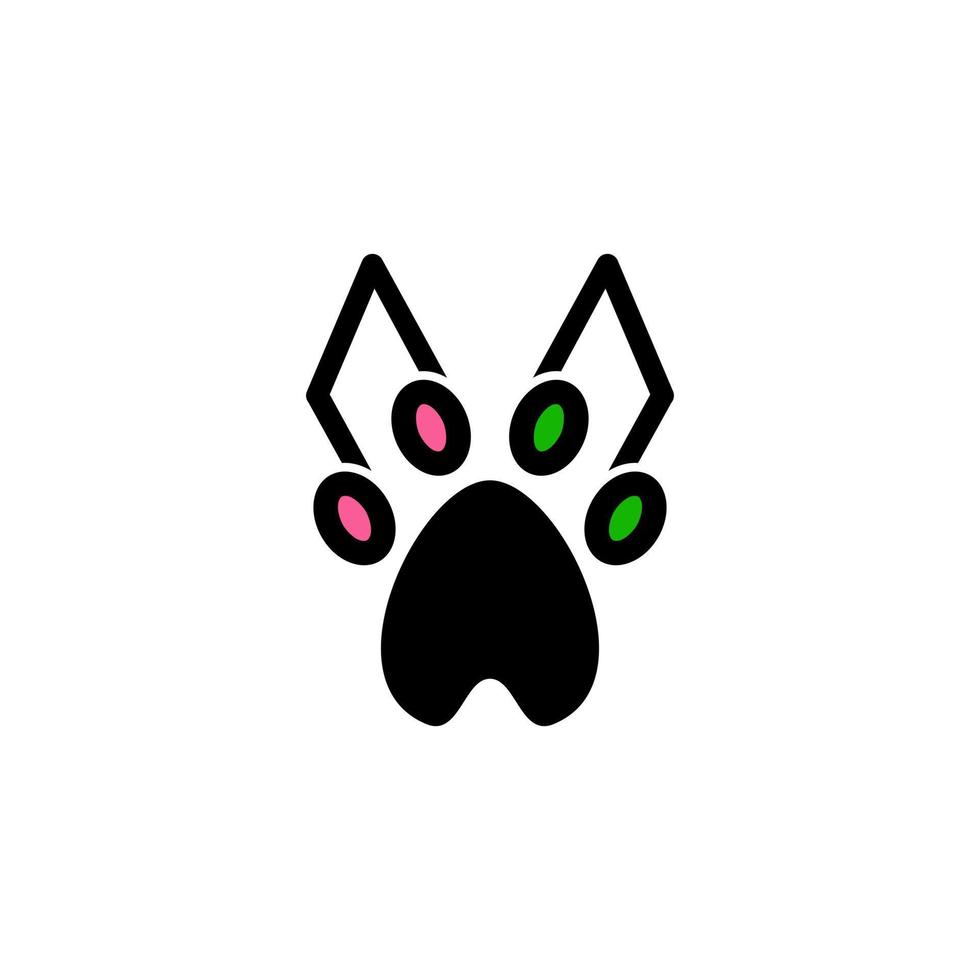 combinação de cão de pata com música de notas, em fundo branco, design de logotipo vetorial editável vetor
