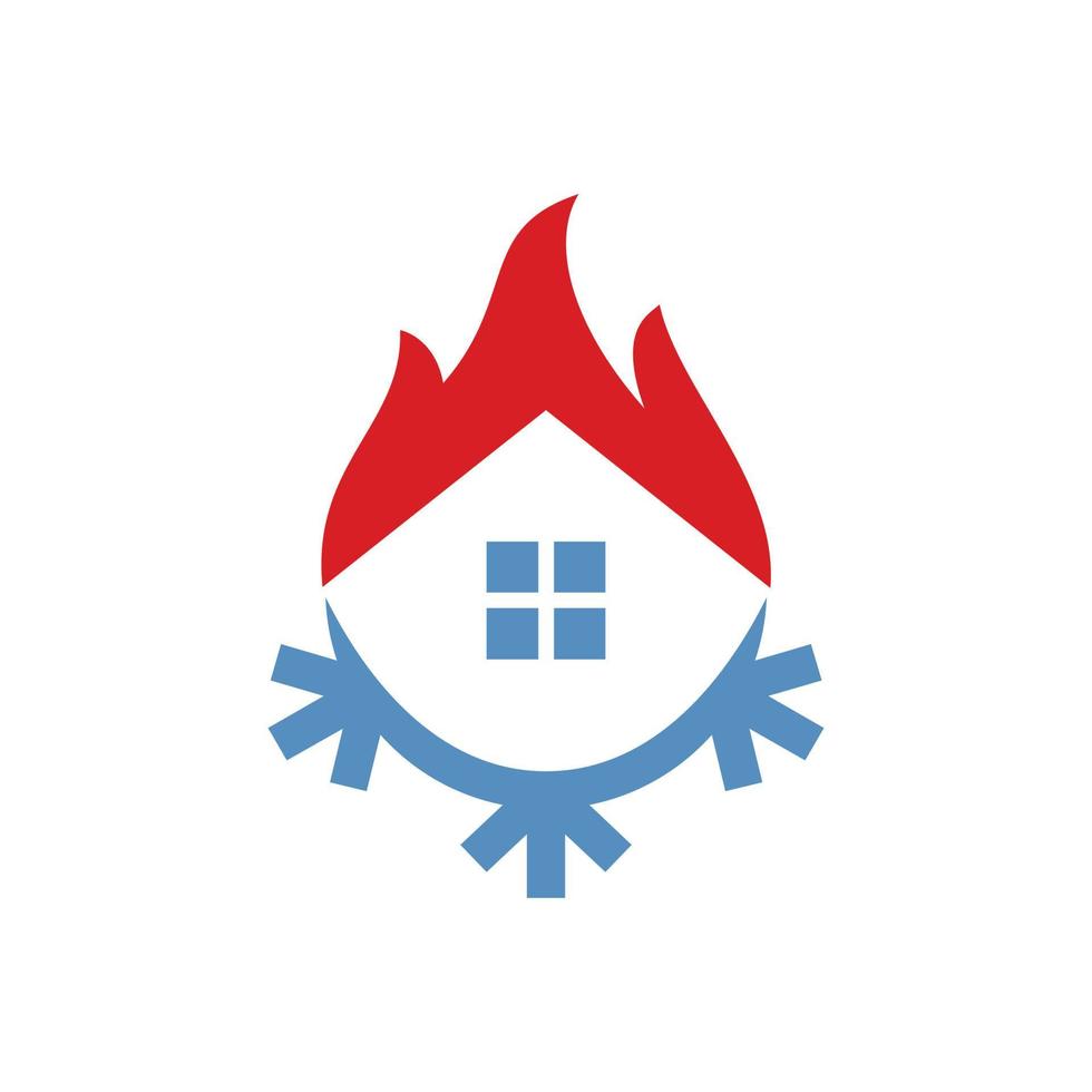 combinação de fogo com neve de gelo em casa e batu em fundo branco, design de logotipo vetorial minimalista plano vetor