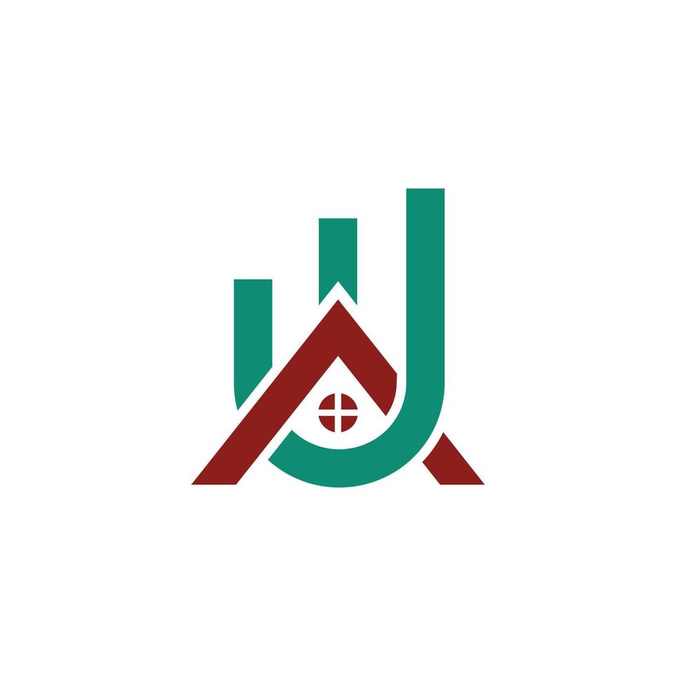 combinação de construção com letra j, design de logotipo de vetor minimalista plano na cor de fundo branco