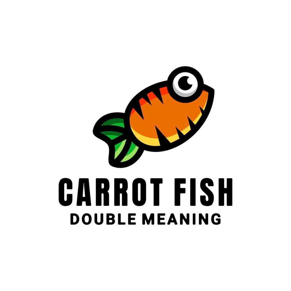 logotipo de duplo sentido que forma cenoura e peixe vetor