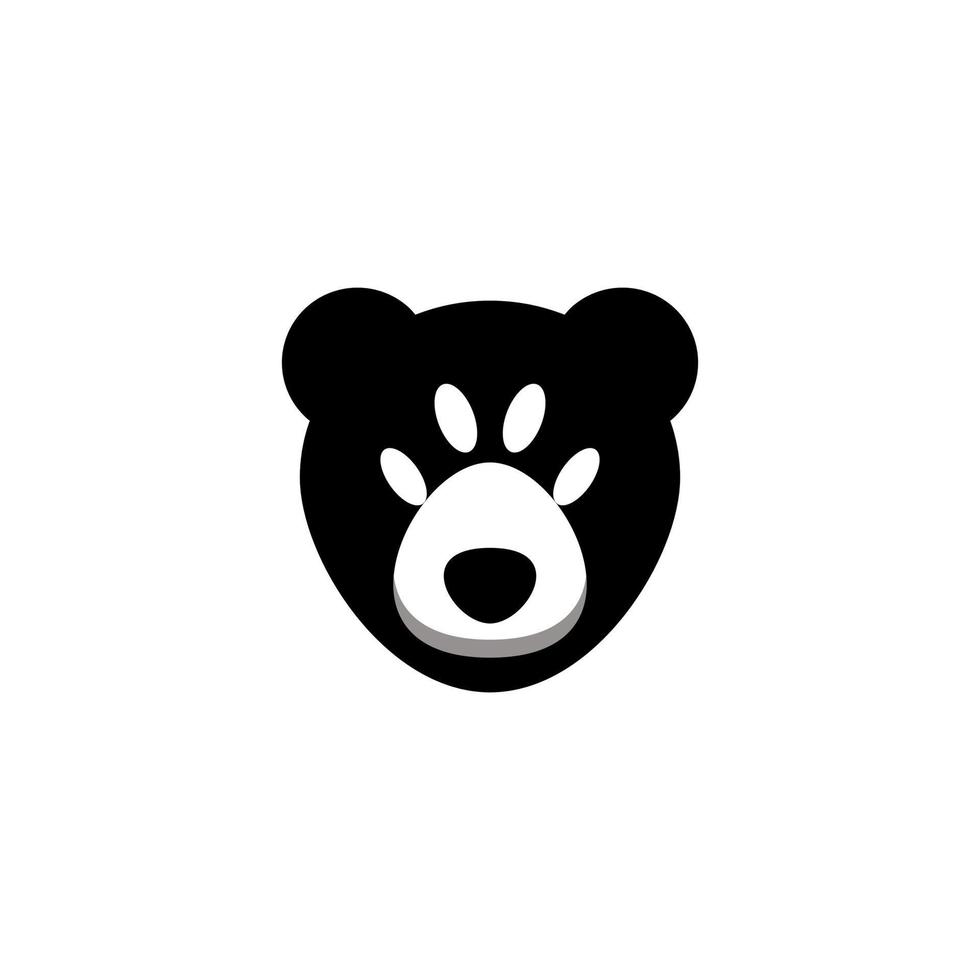 combinação de urso e cão de pata em fundo branco, design de logotipo vetorial editável vetor