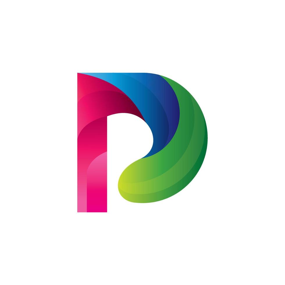 letra p colorida, design de logotipo vetorial editável vetor