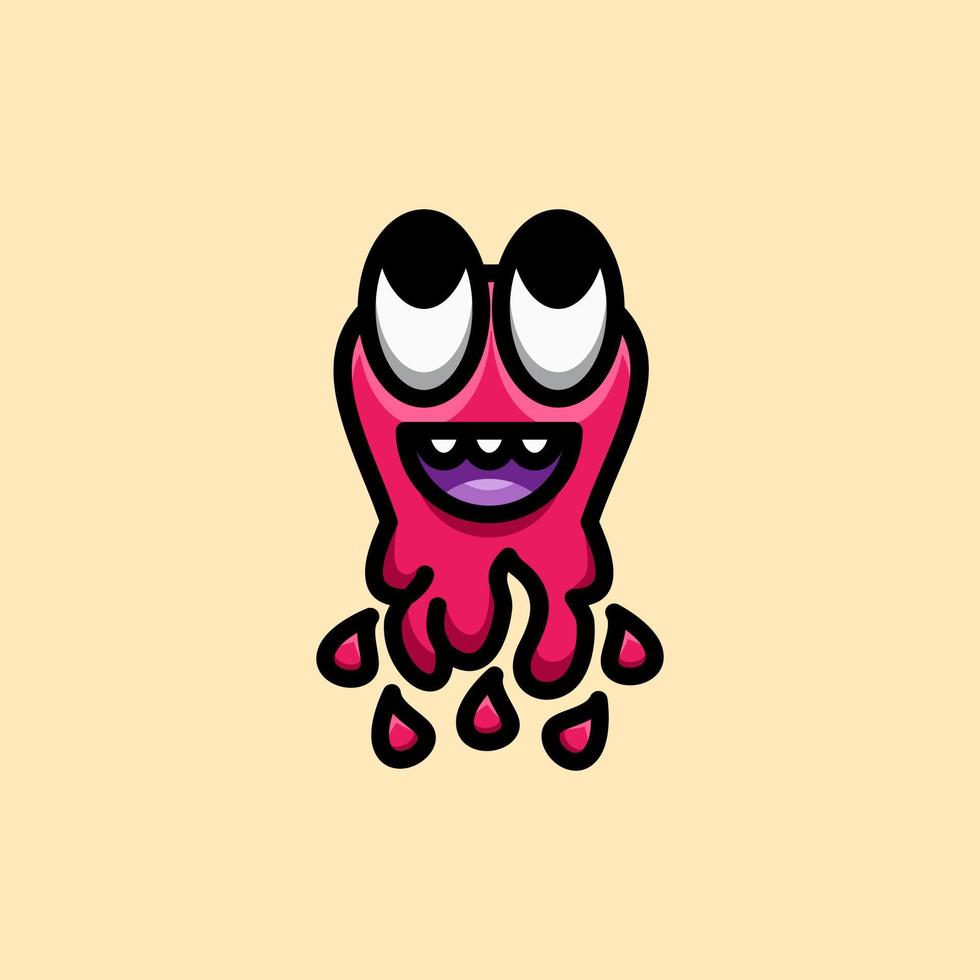 design de monstro rosa com estilo de desenho animado de mascote vetor