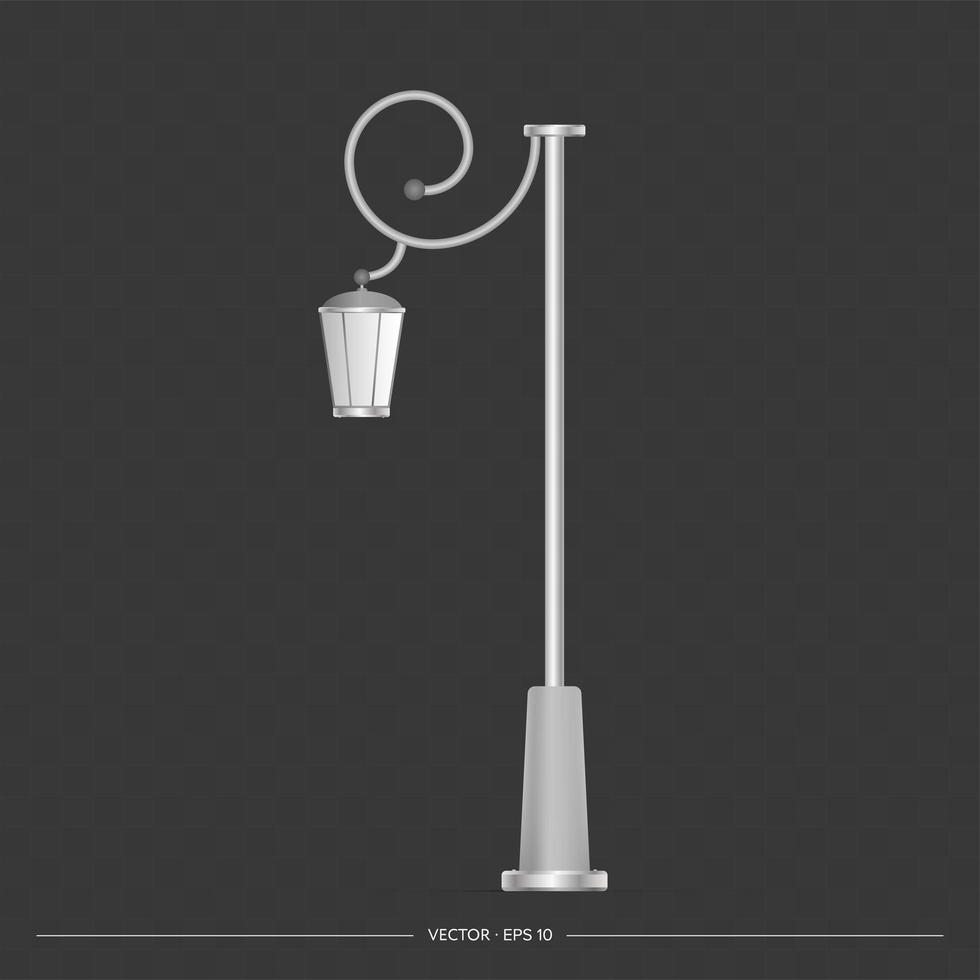 lâmpada de rua. poste de luz de metal. ilustração vetorial realista. vetor