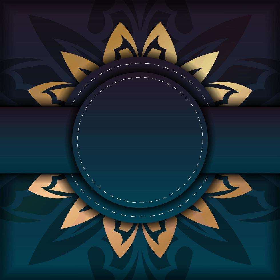 fundo com cor azul gradiente com padrão de ouro indiano para design sob logotipo ou texto vetor