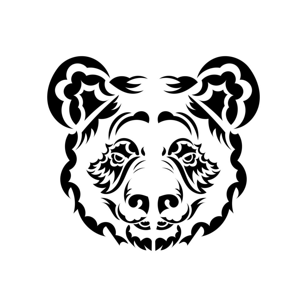 cabeça desenhada à mão ornamentada estampada étnica de panda. ilustração em vetor doodle preto e branco.