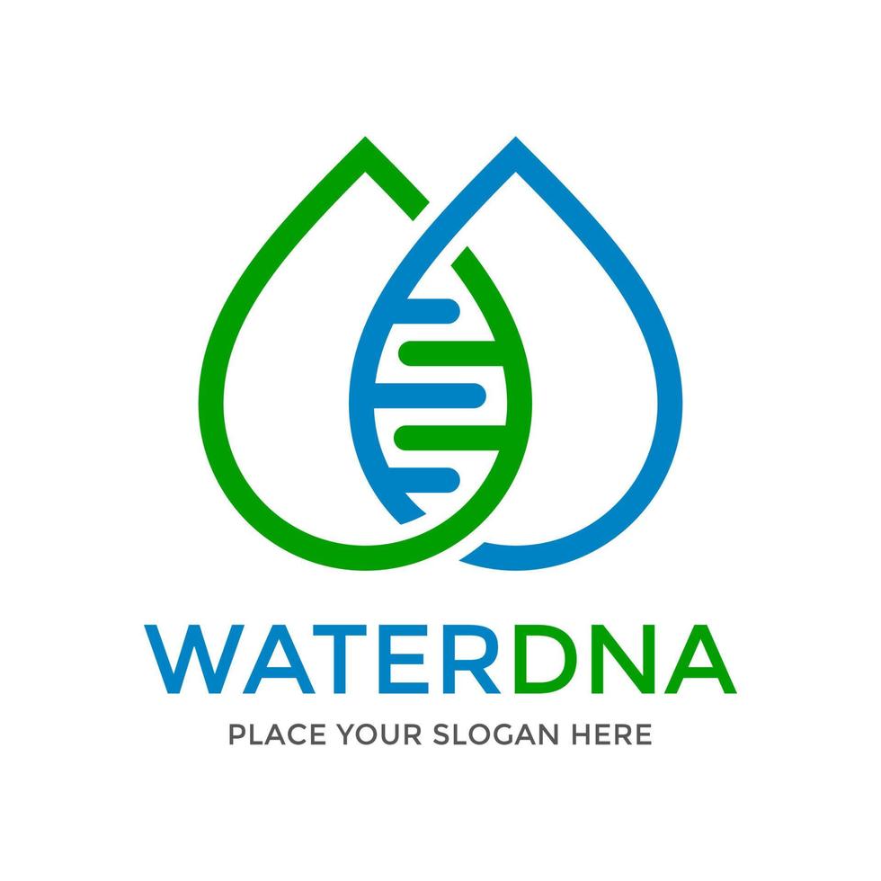 modelo de logotipo de vetor de dna de água. este design usa o símbolo do cromossomo. adequado para a natureza.