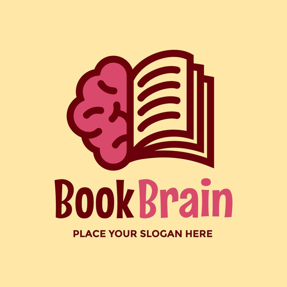 livro modelo de logotipo de vetor de cérebro. este design usa o símbolo da mente. adequado para a educação.