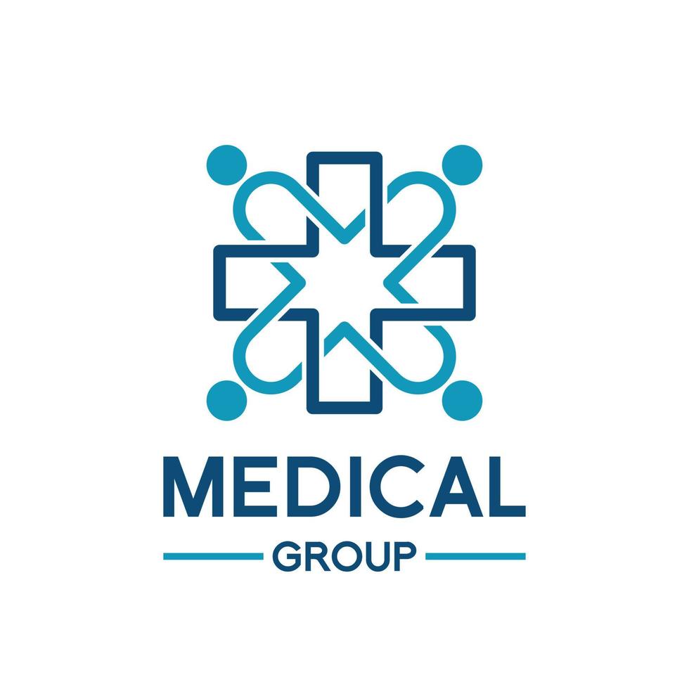 grupo médico ou modelo de logotipo de vetor da comunidade. este design usa o símbolo cruzado.