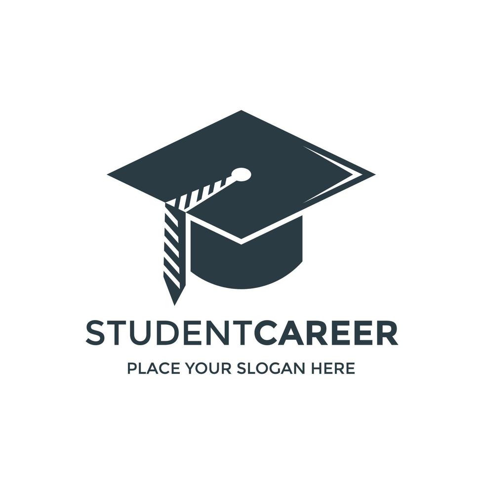 modelo de logotipo de vetor de carreira de estudante. este design usa o símbolo de gravata e chapéu. adequado para educação ou trabalho.