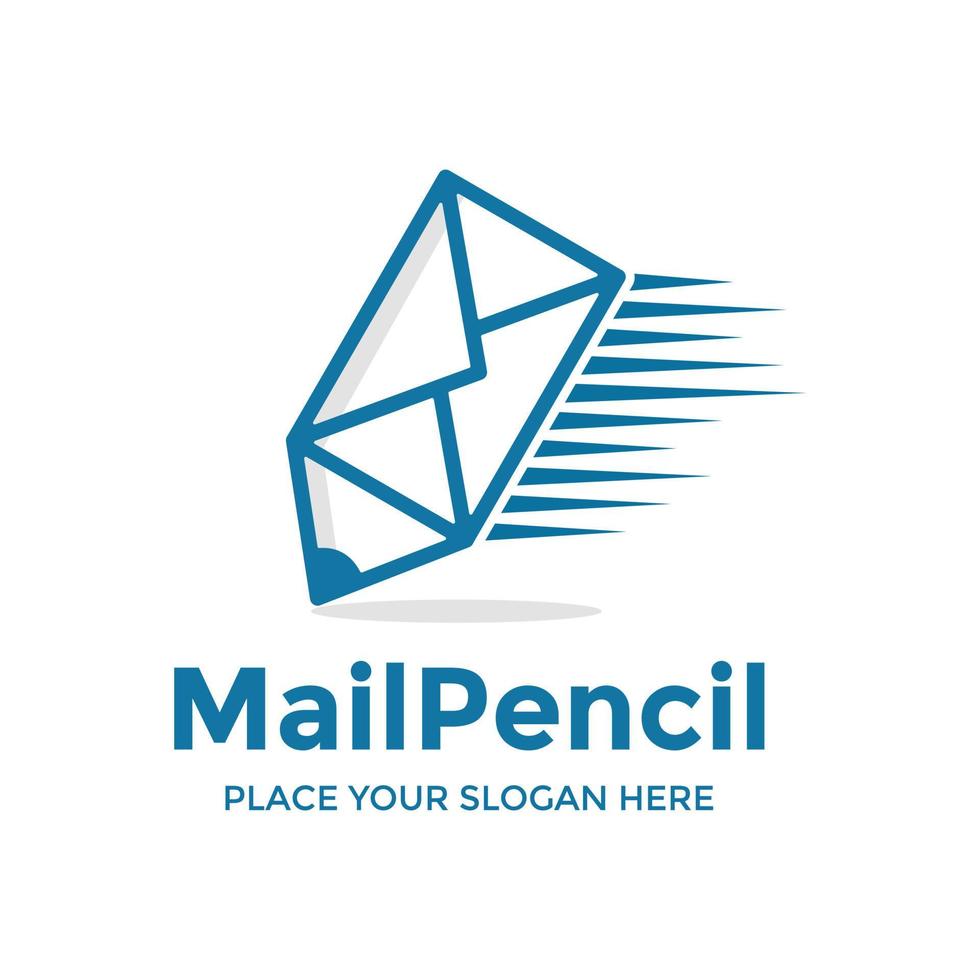 modelo de logotipo de vetor de lápis de e-mail. este design usa o símbolo do envelope. adequado para negócios.