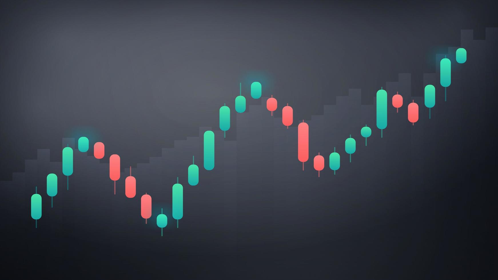 exibição de cotações do mercado de ações. castiçal em um fundo branco. negociação de investimentos no mercado de ações. ilustração vetorial. vetor