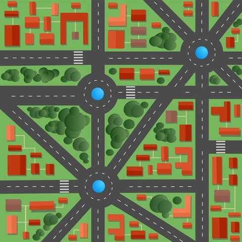 Plano da cidade com ruas e casas vetor