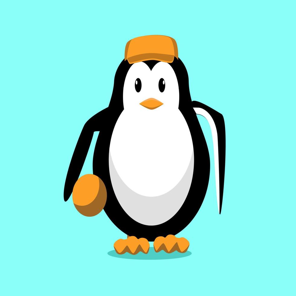 personagem fofa de pinguim com a bola vetor