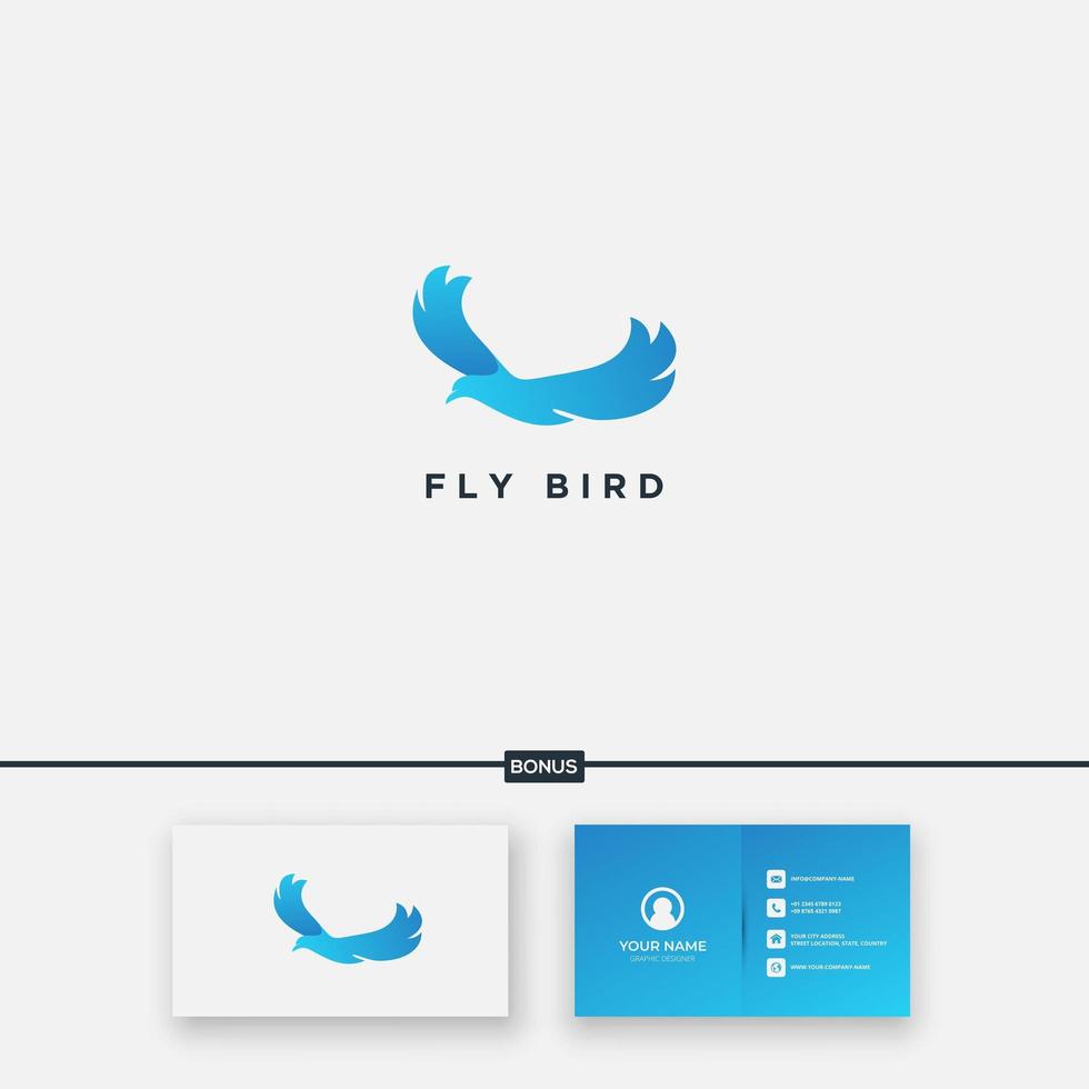 pássaro voador asas azuis logotipo forte águia vetor