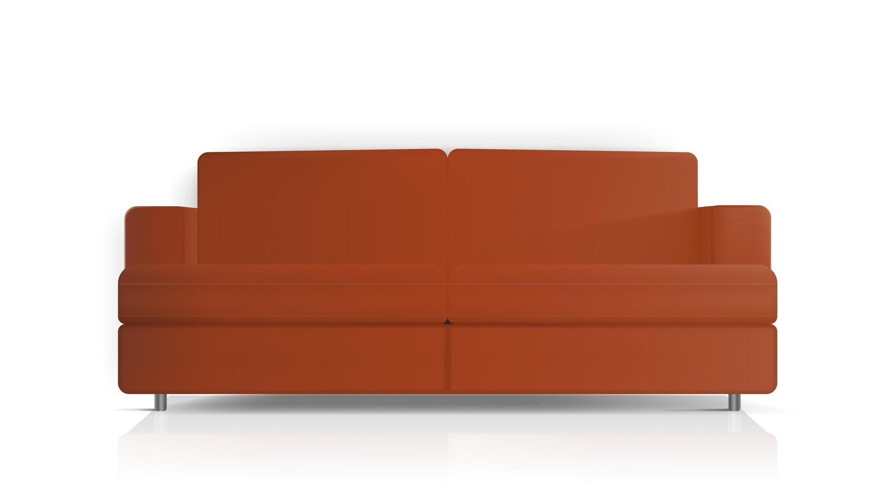 sofá vermelho vetor realista. sofá vermelho isolado em um fundo branco. elemento de design de interiores.