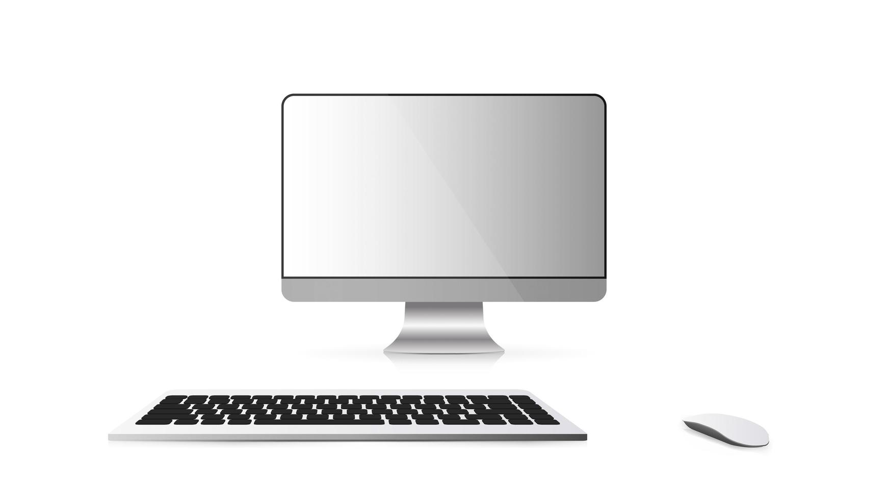 monitor moderno com teclado isolado em um fundo branco. ilustração vetorial. vetor