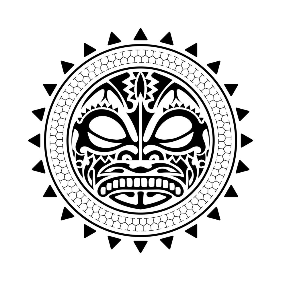 tatuagem de estilo havaiano. modelo de tatuagem de estilo polinésia. máscara dos deuses. ornamento tribal tradicional. feito à mão. ilustração vetorial. vetor