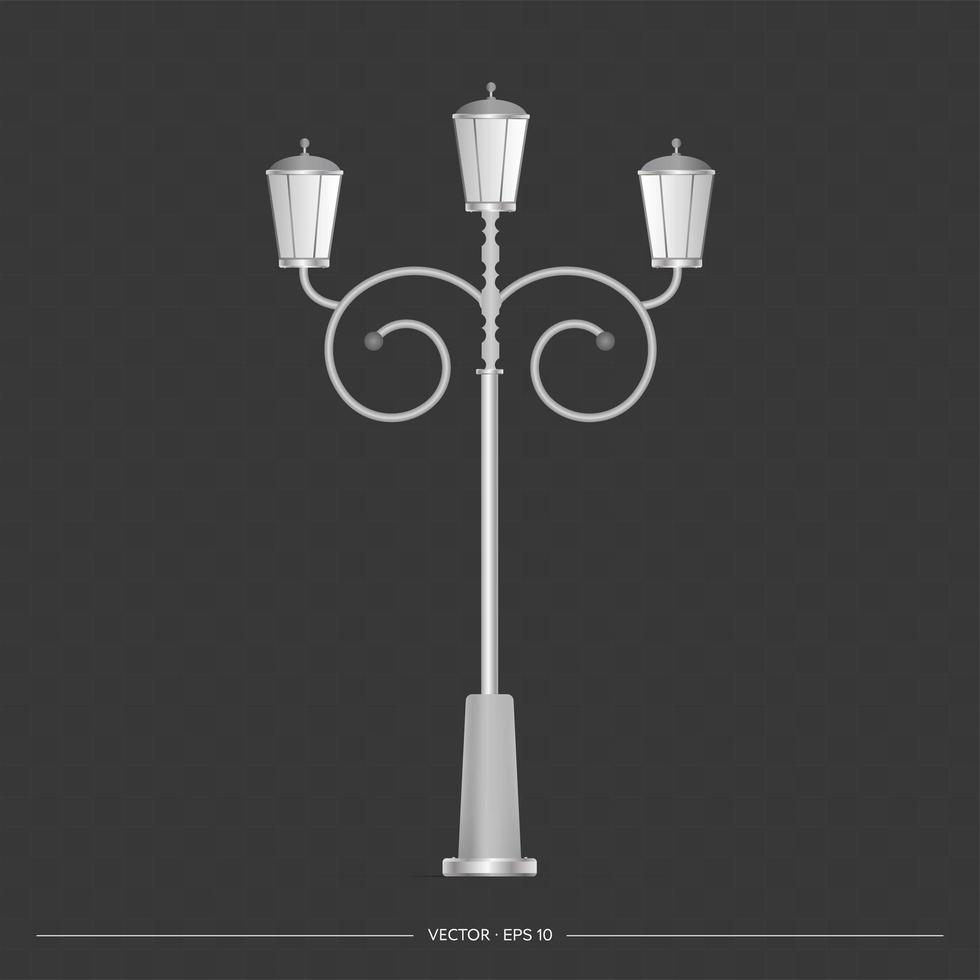lâmpada de rua. poste de luz de metal. ilustração vetorial realista. vetor