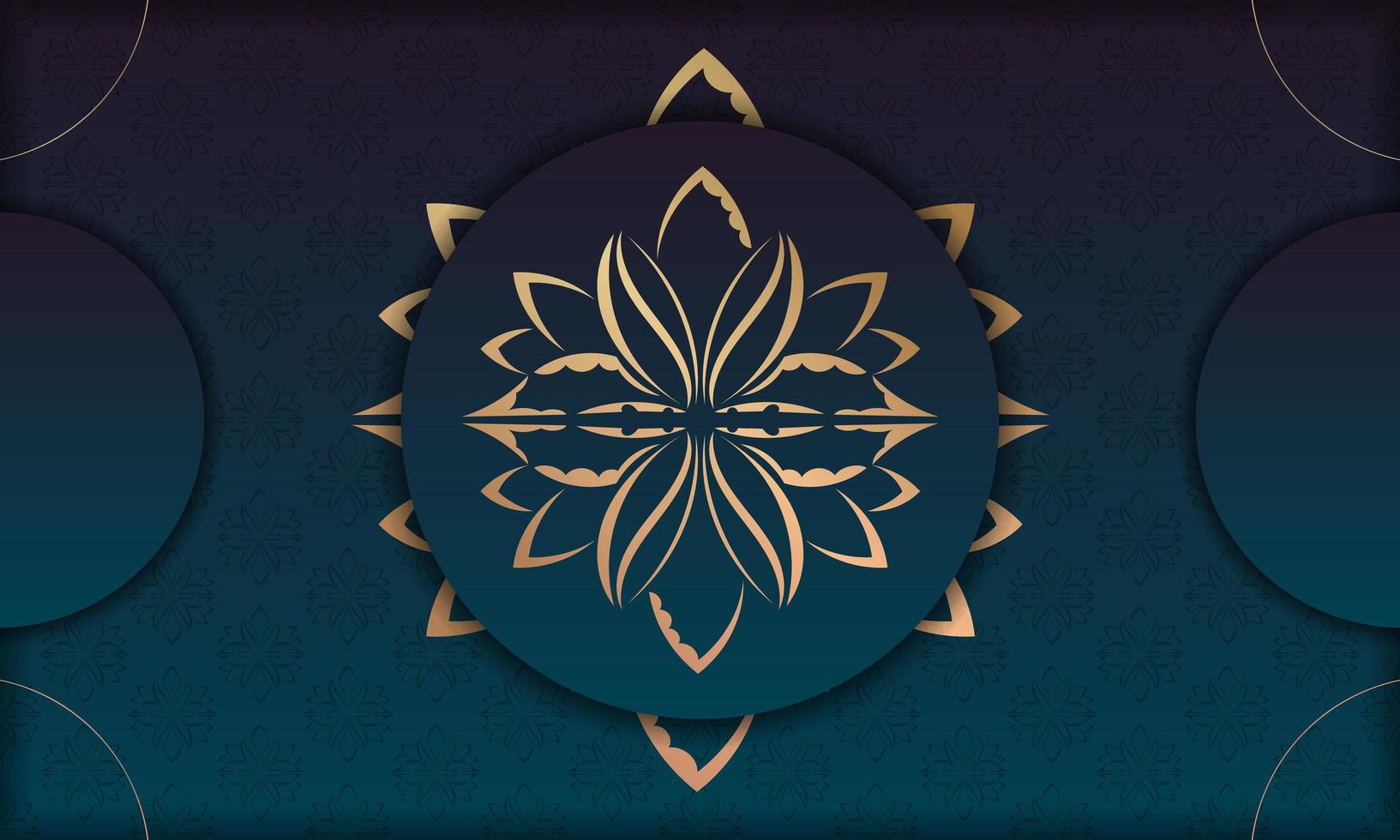 fundo com cor azul gradiente com padrão de ouro mandala para design sob seu logotipo vetor