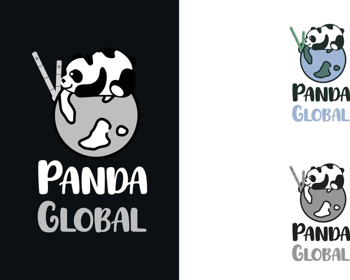 panda global bonito terra bambu ngo modelo de design de logotipo corporativo vetor