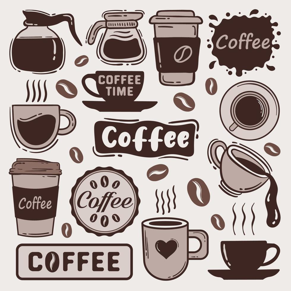 vetor gratuito de coleção de elementos de café doodle