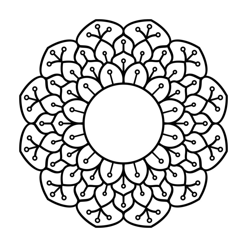 desenhos de mandala de flores pretas para colorir vetor