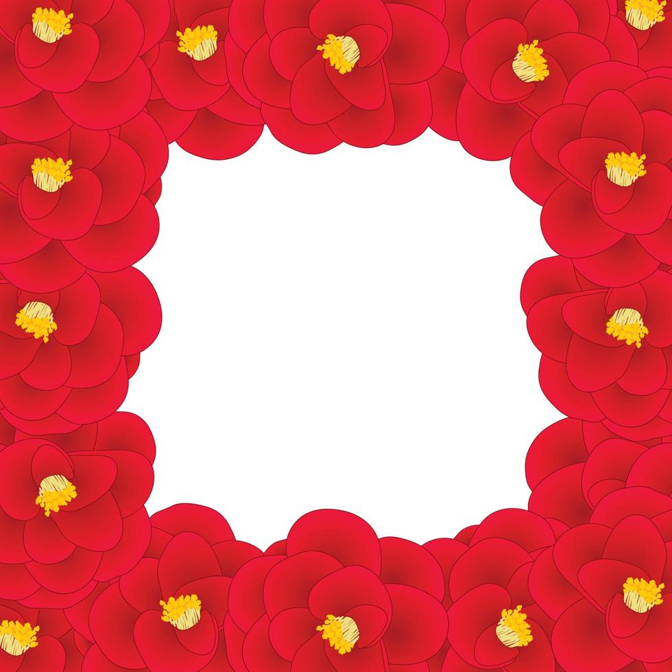borda de flor de camélia vermelha2 vetor