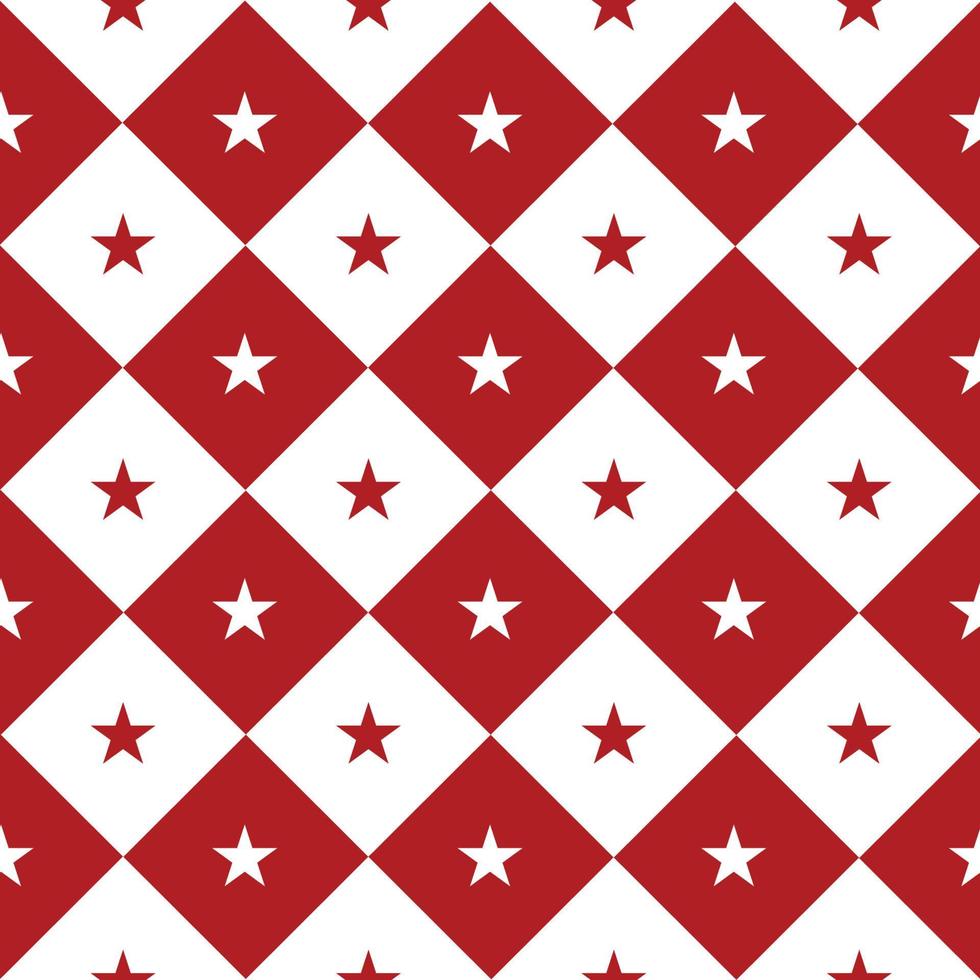 fundo de diamante de tabuleiro de xadrez branco vermelho estrela vetor