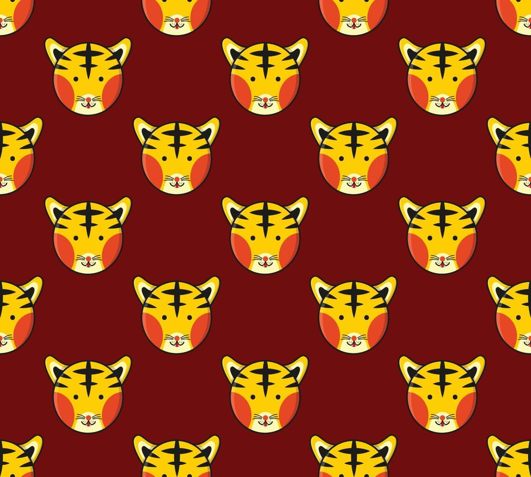 tigre sem costura em fundo vermelho escuro. ilustração vetorial vetor