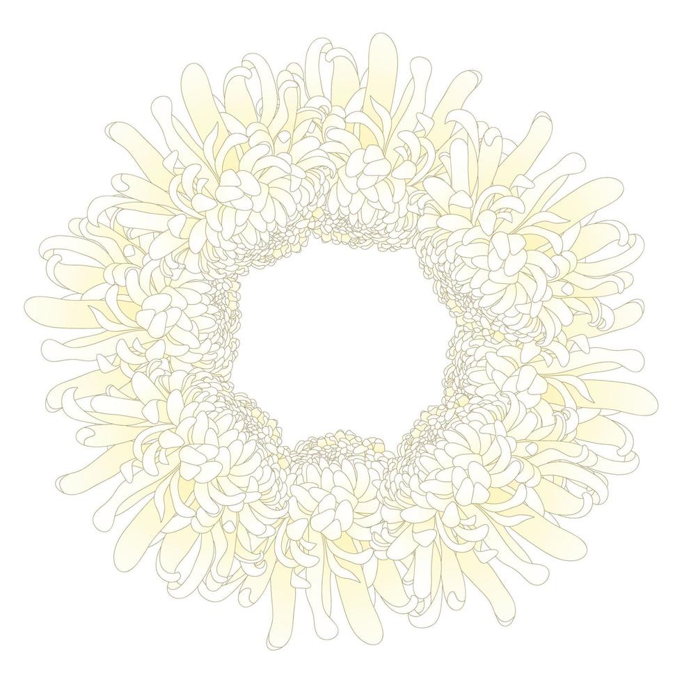 coroa de flores de crisântemo branco. vetor