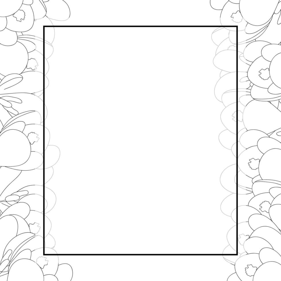 borda de cartão de banner de contorno de flor de açafrão vetor