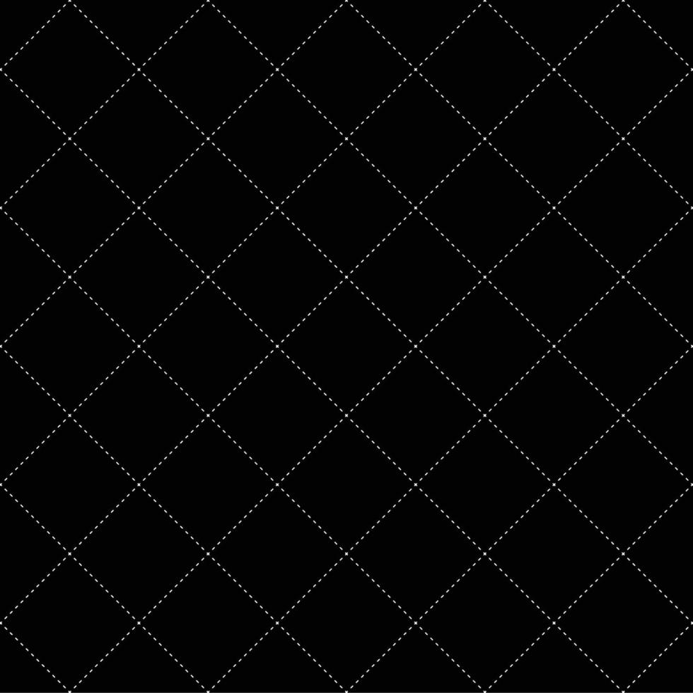 diamante quadrado traço branco sem costura em fundo preto. ilustração vetorial vetor