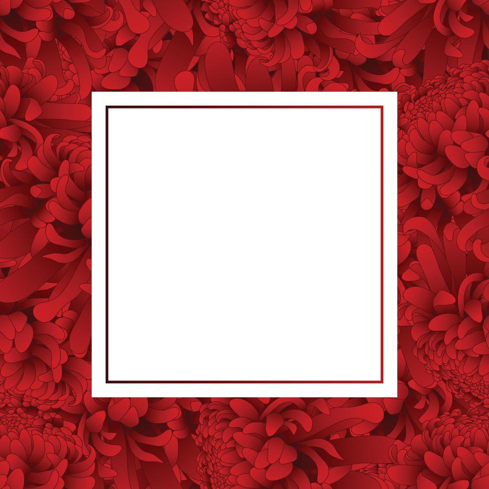 cartão de bandeira de flor de crisântemo vermelho vetor
