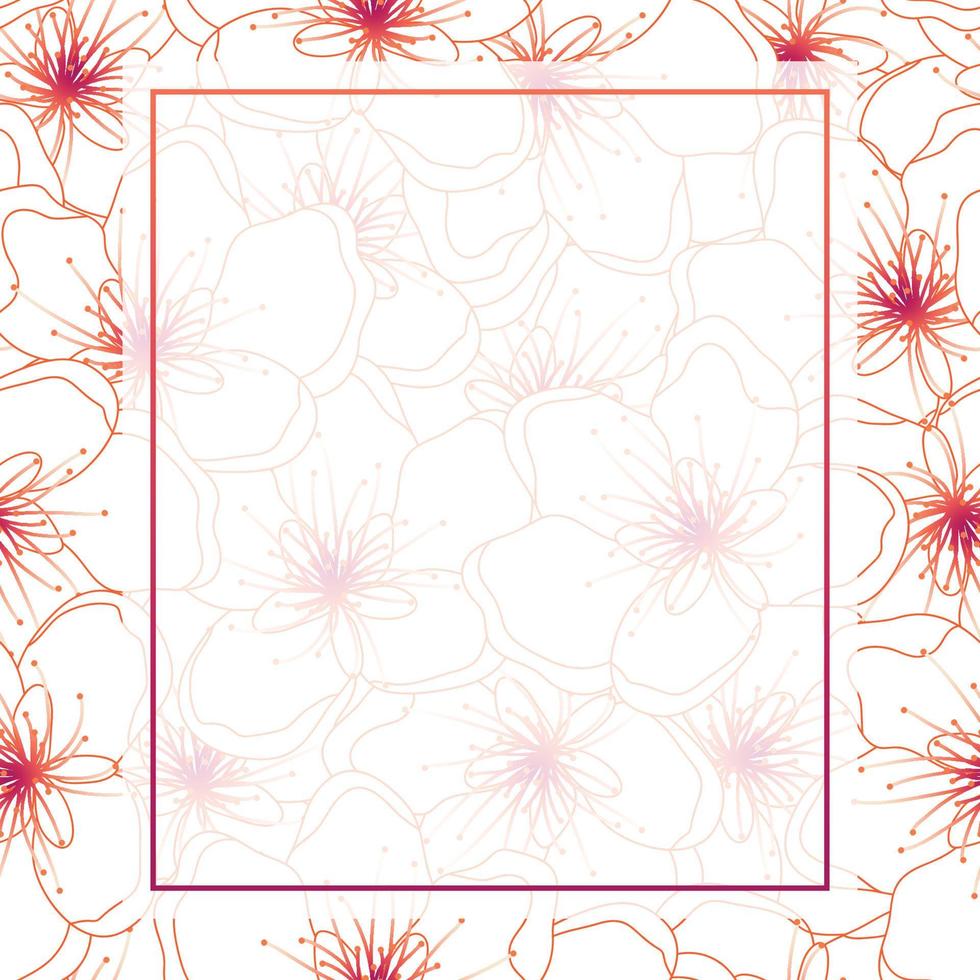 fundo de banner de flor de cerejeira de pêssego de linha colorida vetor