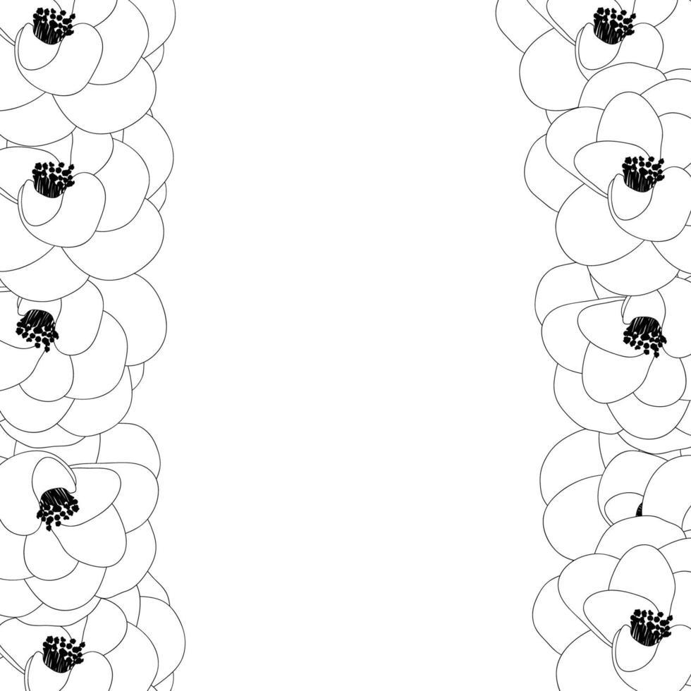 borda de contorno de flor de camélia vetor