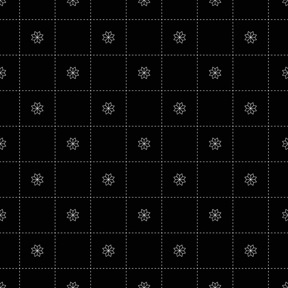 flor branca no tabuleiro de xadrez japonês sem costura em fundo preto. ilustração vetorial vetor