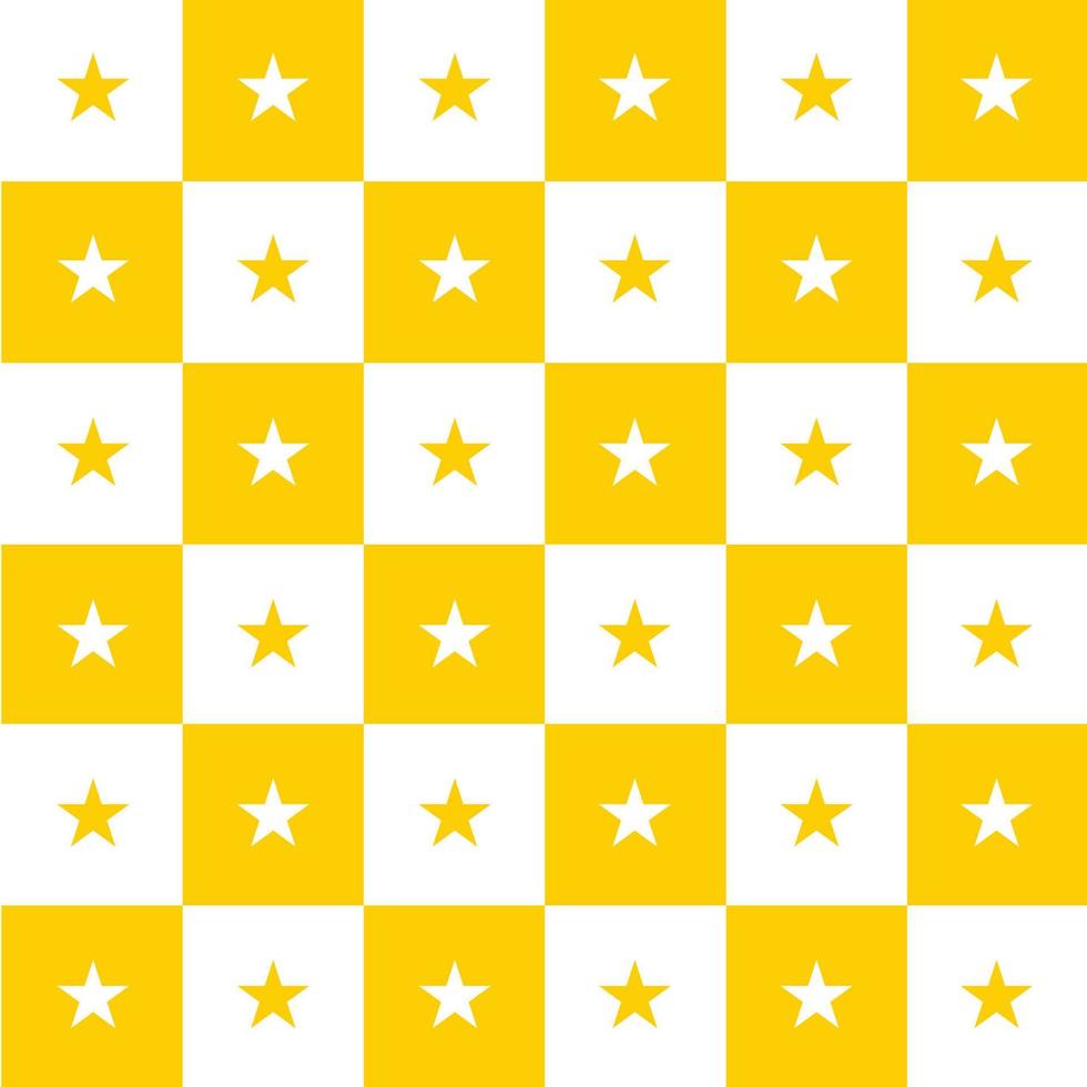 fundo de tabuleiro de xadrez branco amarelo estrela vetor