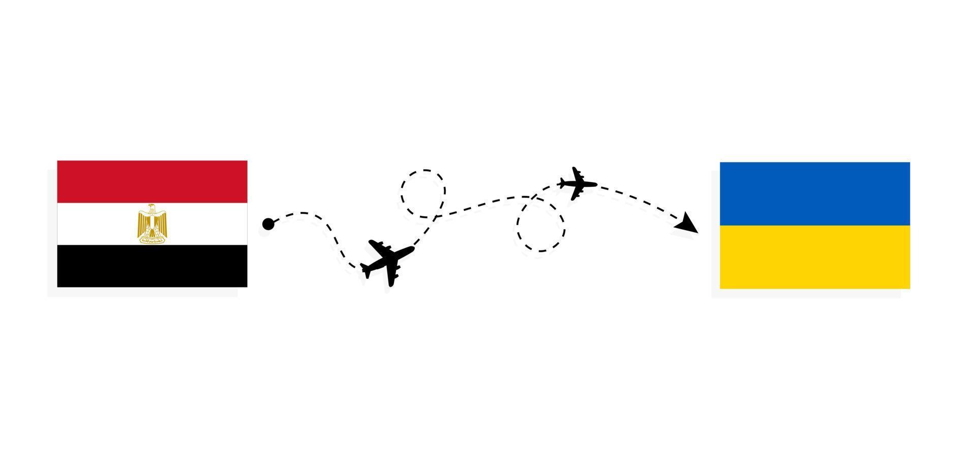 voo e viagem do Egito para a Ucrânia pelo conceito de viagens de avião de passageiros vetor