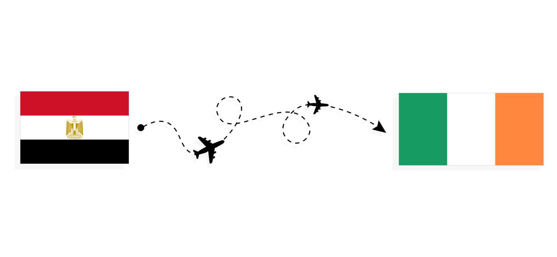 voo e viagem do Egito para a Irlanda pelo conceito de viagens de avião de passageiros vetor