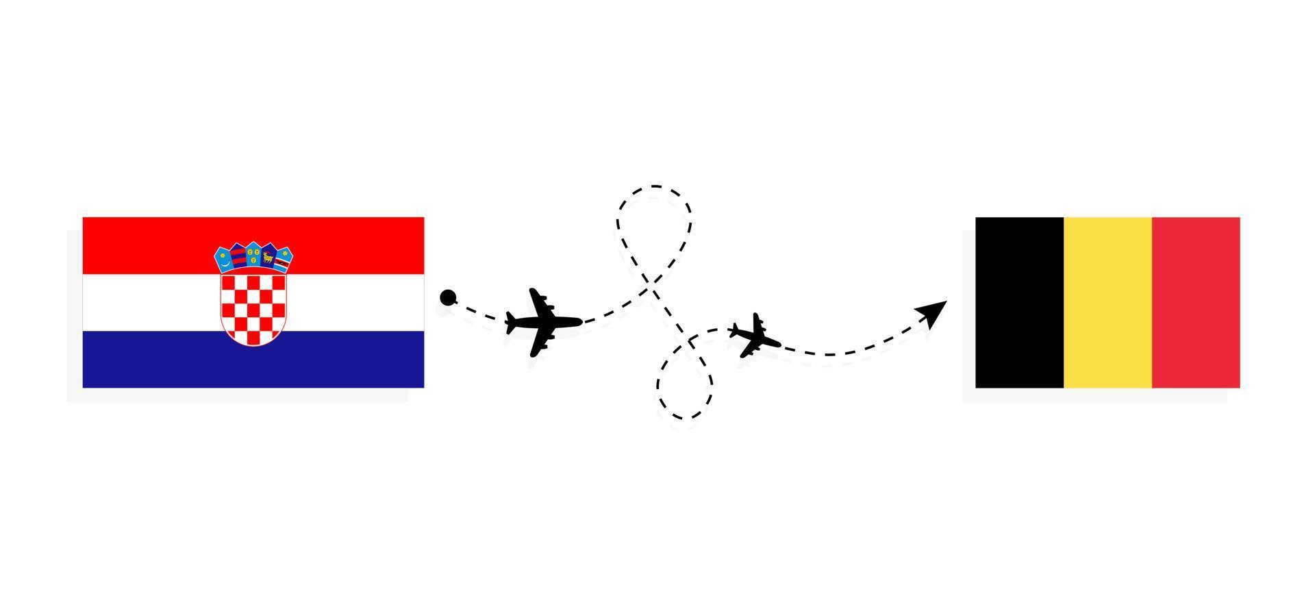 voo e viagem da croácia para a bélgica pelo conceito de viagens de avião de passageiros vetor